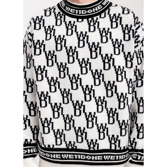 Welldone Unisex Wool Cashmere All Over Logo Knit Jumper Sweater - Picture 6 of 12